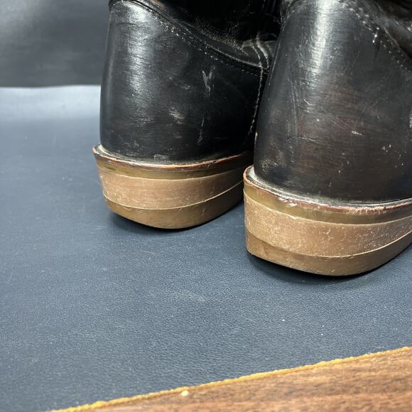 Vintage Double H Cowboy Boots Western Rockabilly Mens 8.5 D Black Leather main image 11